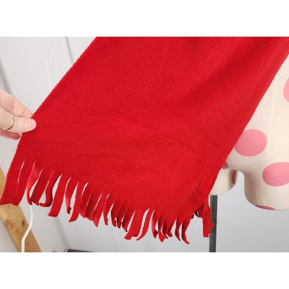 Vintage Old Navy Red Fleece Scarf Winter Wrap Warm Fringed Ends 12"x66" Inches - Picture 3 of 3